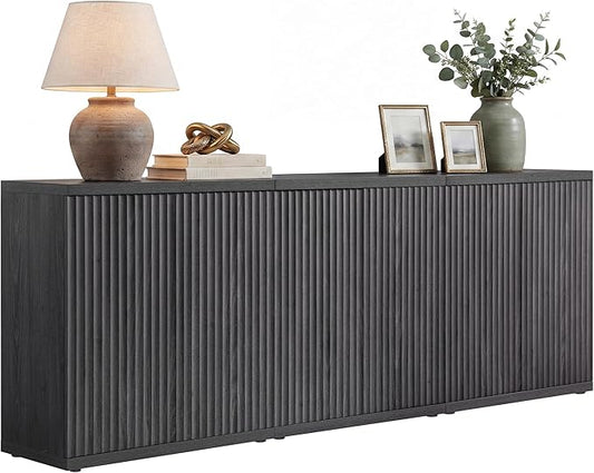 SICOTAS Buffet Cabinet with Storage Accent Sideboard Modern Credenza with Doors & Shelves Fluted Media Console Mid Century Coffee Bar Table for Living Room Kitchen Dining Room Hallway(3PCS)