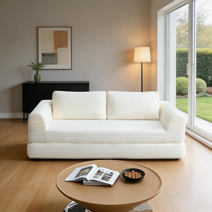 82-Inch Foldable Loveseat Boneless Cloud Couch, Modern Compressed Foam Daybed Floor Mattress Sleeper Sofa, 2-in-1 Boneless Convertible Sofa in a Box,No Assembly Required