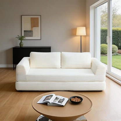 82-Inch Foldable Loveseat Boneless Cloud Couch, Modern Compressed Foam Daybed Floor Mattress Sleeper Sofa, 2-in-1 Boneless Convertible Sofa in a Box,No Assembly Required