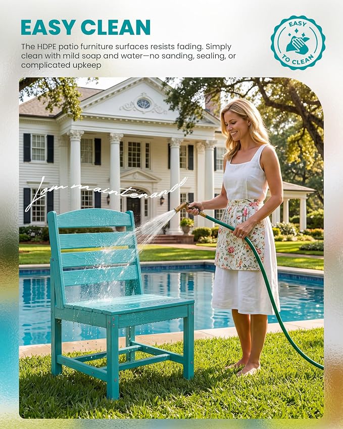 SERWALL Armless Outdoor Dining Chair Set of 2, All Weather Resistant,Aruba