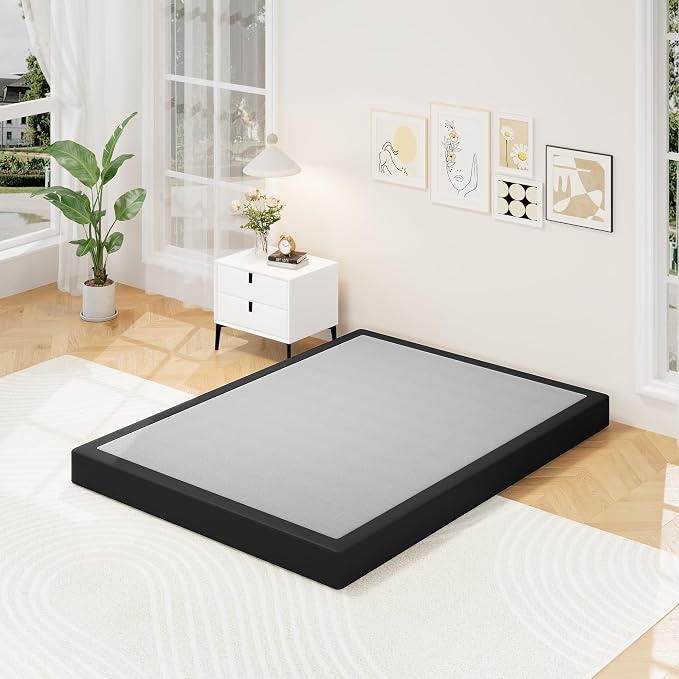 Awesofurni Box Spring for Queen Bed, 5 Inch Low Profile Queen Box Spring Only Bed Base, Heavy Duty Metal Frame Mattress Foundation with Fabric Cover, Easy Assembly-Noise Free