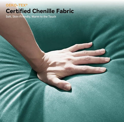Brelice Loveseat Sofa, 47" Velvet Couch for Bedroom, Convertible Wooden Tray & Ergonomic Armrest, for Small Space, Apartment, Living Room, Home Office, Easy Assembly, Green