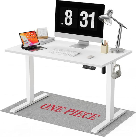 WALKINGDESK 40x24 Inches Whole Piece Electric Standing Desk, Seamless One Piece Height Adjustable Sit to Stand up Desk for Home Office, Ergonomic Computer Workstation, White