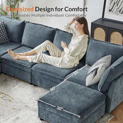 HULALA HOME 67'' Modern Chenille Loveseat Sofa, 2 Seater Couch with Storage, Comfy Deep Seat, Small Loveseat Couches for Living Room Furniture with Pillows, Easy to Install, Blue
