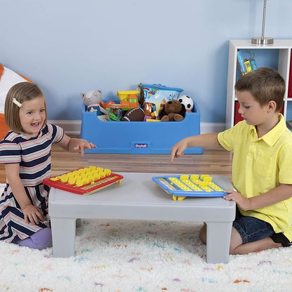 Simplay3 Play Around Toy Box Table, Multipurpose Kids Toy Box and Toddler Play Table for Toys, Art Supplies, Crafts, Durable, Plastic Large Toy Box, Made in USA