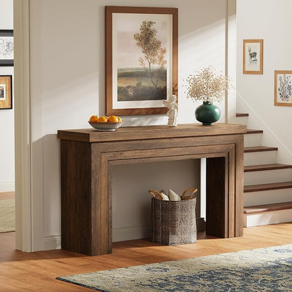 Huuger 54 Inch Entryway Table, Retangular Console Table, Farmhouse Sofa Table Behind the Couch, Long for Entrance, Hallway, Foyer, Living Room, Rustic Brown