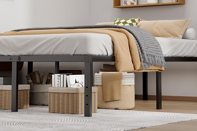 LUMUNANCE Metal Bed Frame California King Size - 18 Inch Heavy-Duty Cal King Platform Bed Frame No Box Spring Needed, Easy Assembly, Noise-Free, Sturdy Mattress Foundation, Underbed Storage Space