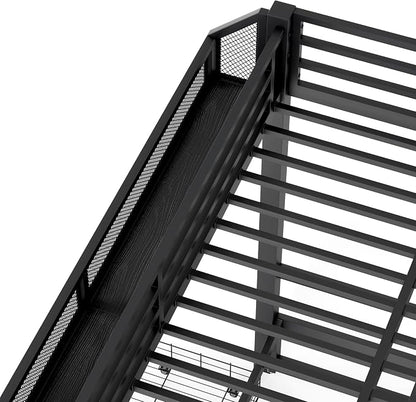 Ball & Cast Twin Over Twin Metal Bunk Bed with Storage, Black | Shelves, Drawers, USB Ports, LED Lights, Converts to Sofa for Kids, Guardrails and Ladders, No Box Spring Required, Teens
