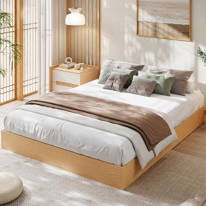 Garvee Wood Platform Bed Frame, Full Size Low Profile Bed Frame Without Headboard, Wood Slat Support, No Box Spring Needed, Easy Assembly