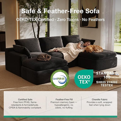 Novilla Modular Cloud Couch, Modern Sectional Sofa with Smarts Coil® Support, Chenille Fabric, Upholstered Couch for Living Room Apartments Bedroom, No Assembly, Left-Arm Chair, Dark Grey