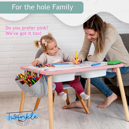 Sensory Table for Toddlers Wooden Montessori Adjustable Activity Table | Toddlers sensory table · adjustable height · 3 bins · Montessori play · activity table · 3 storage bags