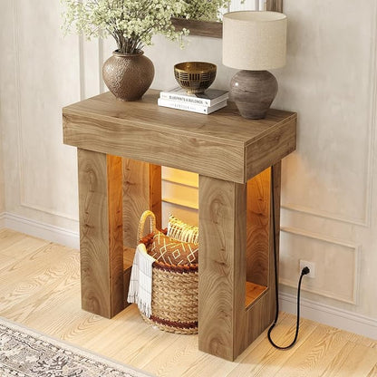 Unikito 32" Entryway Table with Socket and Sensor Light, Narrow Console Table with Storage Behind Couch, Farmhouse Entryway Table for Hallway, Behind the Couch, Living Room, Foyer