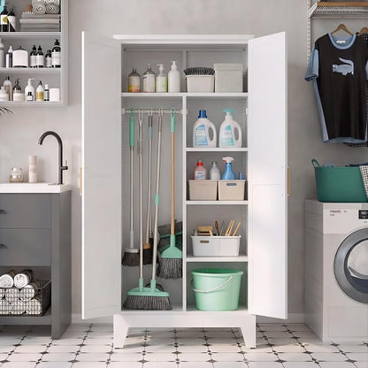 71" H Tall Pantry Cabinet with Doors,Kitchen Pantry Cabinet,Black Metal Storage Cabinets,Garage Storage Cabinet,Food Storage Cabinet with Doors and Shelves
