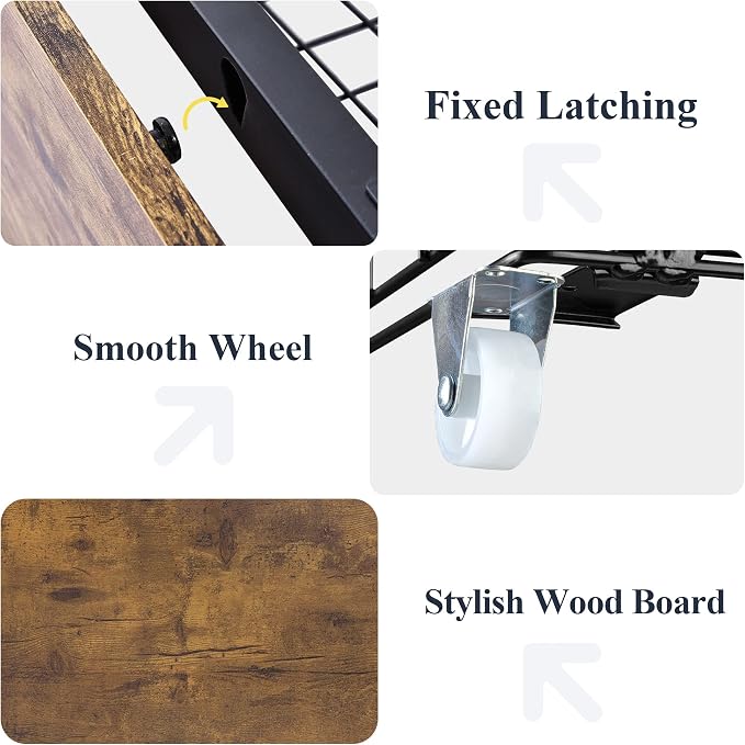 Allewie Industrial Storage Bed with Drawers, Wooden Metal Platform, Sturdy & Noise-Free, Modern Queen Size for Bedroom & Apartment