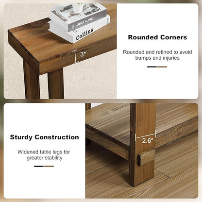 HOKYHOKY Solid Wood Console Table for Entryway, 54.3" Farmhouse Entryway Tables with Thickened Tabletop and Legs Rustic Narrow Skinny Behind Couch Long Sofa Table for Living Room, Hallway, Foyer