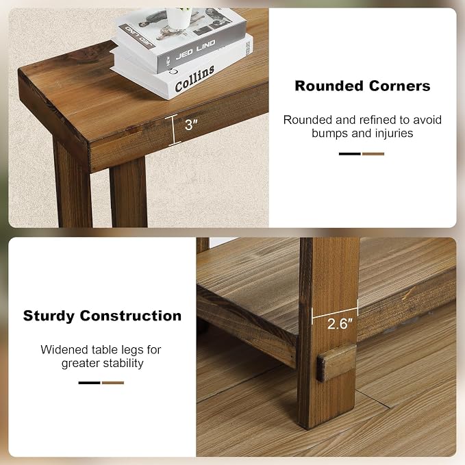 HOKYHOKY Solid Wood Console Table for Entryway, 42.5" Farmhouse Entryway Tables Thickened Tabletop and Legs Rustic Narrow Skinny Behind Couch Sofa Table for Living Room, Hallway, Foyer