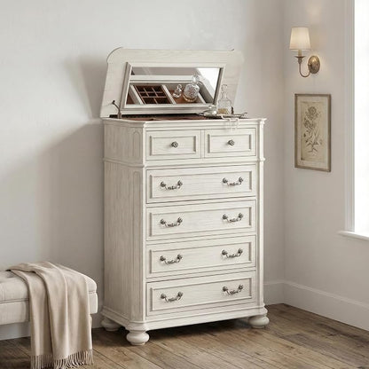 Roundhill Furniture Nelson French Traditional 5-Piece Bedroom Set, Antique White, Queen