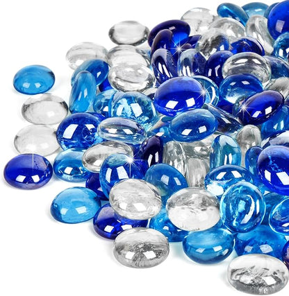 GASPRO 20 lbs Fire Pit Glass for Propane Fire Pit, 3/4 Inch Fire Glass Beads for Fireplace Fire Pit Table, Glass Rocks for Landscaping- Mixed Colors