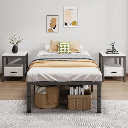 LUMUNANCE Metal Bed Frame Twin Size - 16 Inch Heavy-Duty Twin Platform Bed Frame No Box Spring Needed, Easy Assembly, Noise-Free, Sturdy Mattress Foundation, Underbed Storage Space