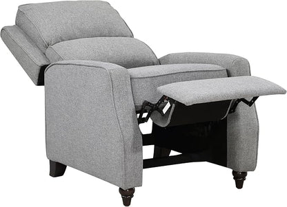 Lexicon Push Back Recliner Chair, Manual Accent Recliner with Track Arms & Bun Feet, Deep Cushioned Comfort, Modern Fabric Reclining Armchair for Living Room, Bedroom & Office, 29.5" W - Gray