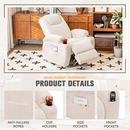 Flamaker Power Lift Recliner Chair Electric Lift Recliner for Elderly Power Lift Recliner Chair with Cup Holders Side Pockets for Living Room (Corduroy, Beige)