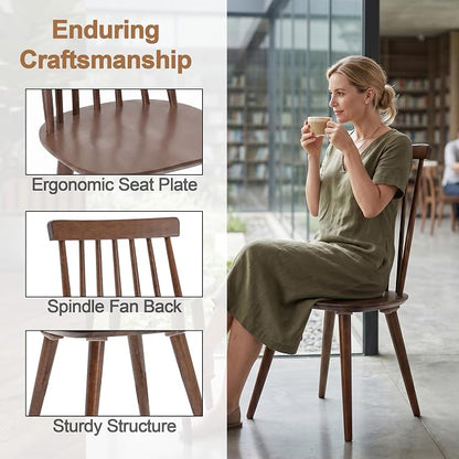 DUHOME Dining Chairs Set of 2 Wood Dining Room Chair Brown Spindle Side Kitchen Room Country Farmhouse Chairs Walnut