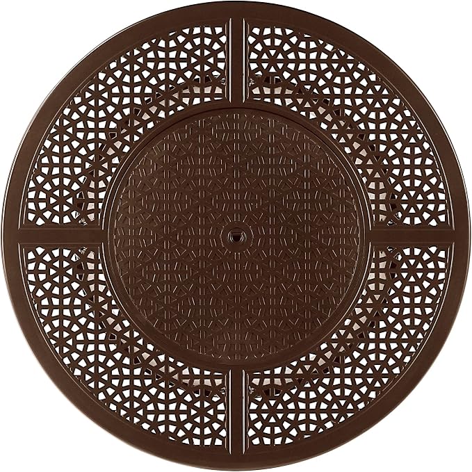 Oakland Living 44 in. x 44 in. Aluminum Propane Fire Pit Table with Glass Beads, Two Covers, Lid, 57,000 BTUs in Brown Finish