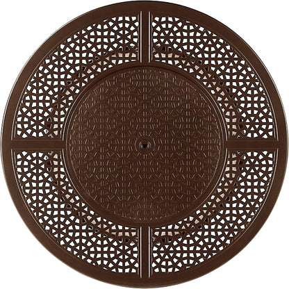 Oakland Living 44 in. x 44 in. Aluminum Propane Fire Pit Table with Glass Beads, Two Covers, Lid, 57,000 BTUs in Brown Finish