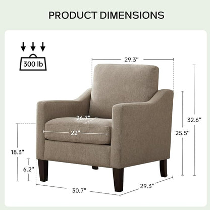 VKNOW Mid-Century Accent Chairs Set of 2, No Tools Assembly Required, Modern Upholstered Polyester Armchairs for Living Room & Bedroom, Comfortable Reading Chairs with Wood Legs, Brown