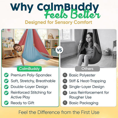 Sensory Swing for Kids Indoor Outdoor - Calming Cocoon Therapy Swing, Holds 300lbs - Hug-Like Sensory Hammock with 360° Swivel Hardware for Autism, ADHD, SPD Support