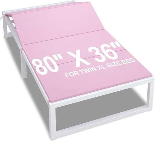 Lutown-Teen Bunkie Board Twin XL Under Mattress High-Density Polymer Bunkie Board Twin XL Size Anti-Sag, Breathable, Moisture Resistant, Noise Minimizing, Pink