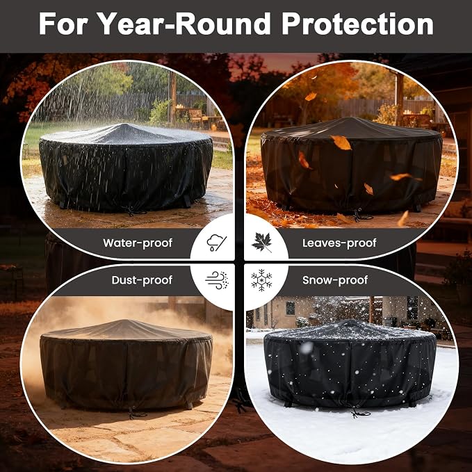 Uniflasy Smokeless Fire Pit and Fire Pit Surround Tabletop, Portable Protective Barrier Equal Width, Safety & Extra Space, 48" Outdoor Tabletop & 17" Smokeless Firepit for Backyard, Camping & Party