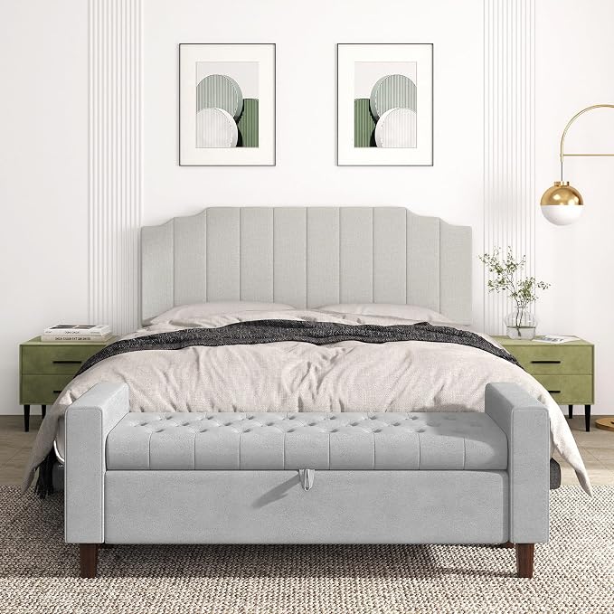 Befurtori King Size Headboard Only, Linen Wall Mounted Headboard King for Adjustable Bed Modern Upholstered Head Board Easy Assembly, Linen Gray