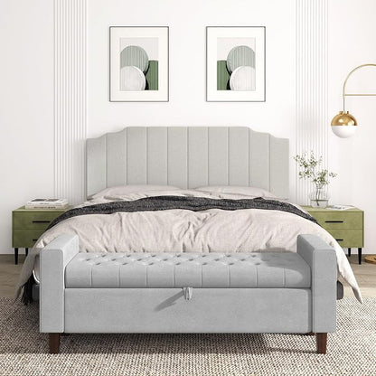 Befurtori King Size Headboard Only, Linen Wall Mounted Headboard King for Adjustable Bed Modern Upholstered Head Board Easy Assembly, Linen Gray