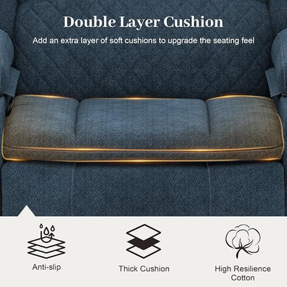 Yolsali Recliner Chairs for Adults, Oversize Manual Reclining Chair with 2-Tier Cushions, Recliner Chair with Hidden Storage Space, Living Room Recliner Chairs with Cup Holders - Fabric Blue