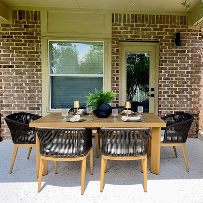 PURPLE LEAF 7 Pieces Outdoor Dining Set Patio Table and Chairs Set Aluminum Wicker Rattan Patio Furniture Set for Lawn Garden Porch Teak