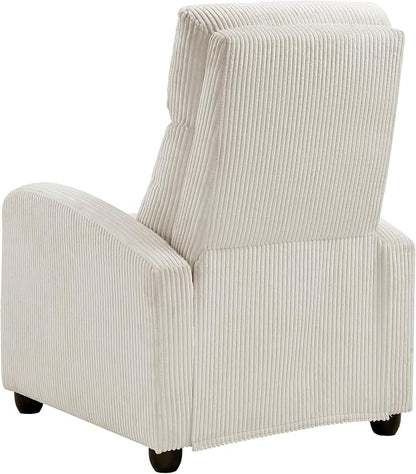 Lexicon Corduroy Pushback Recliner Chair Armchair Push Back Recliner, Solid Wood Frame and Metal Base, Easy Assembly Small Soft Single Sofa Accent Chair for Living Room/Office/Apartment, Beige