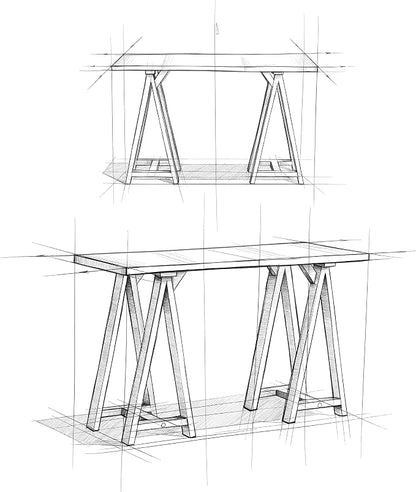 SIMPLIHOME Sawhorse Console Table - 50 Inch Wide Solid Wood Sofa Table in Dark Chestnut Brown, Modern Industrial Entryway Table for Living Room with Extra Thick Top and Sawhorse Legs