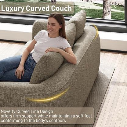 Curved Convertible Futon Sofa Bed,Modern Boneless Sleeper Couch,Curved Modern 3 Seater Cloud Couch