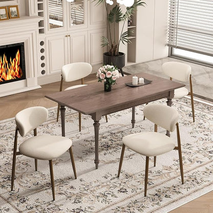 MALOL Dining Chairs Set of 4, Curved Back Kitchen Room Chairs with Metal Legs and Anti Slip Pads, Upholstered Dining Chair for Home and Restaurant, Beige