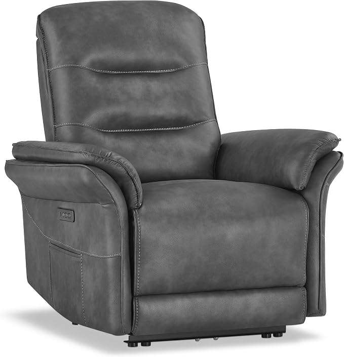 KISLOT Power Recliner Chair with Adjustable Headrest and Footrest, Dual Motor Leather Reclining Chair with USB/Type-C Charging, Zero Gravity Modern Electric Recliner for Adults Living Room Bedroom