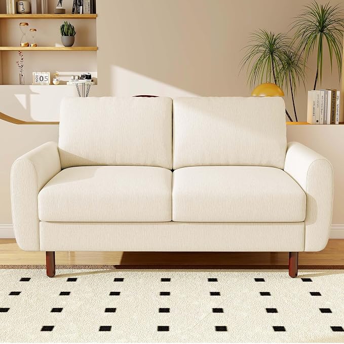 Ihanherry 68" Loveseat Sofa, Modern 2-Seat Couch, Mid Century Sofa, Comfy Chenille Deep Seat Couch for Living Room, Bedroom, Office, Apartment, Beige