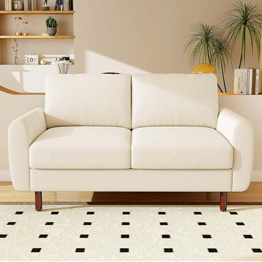 Ihanherry 68" Loveseat Sofa, Modern 2-Seat Couch, Mid Century Sofa, Comfy Chenille Deep Seat Couch for Living Room, Bedroom, Office, Apartment, Beige