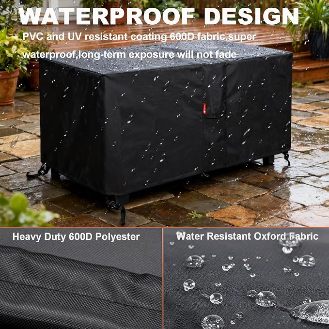 SheeChung Rectangular Fire Pit Cover Fits 40-44 Inch Fire Table-Waterproof Anti-UV 600D Heavy Duty Outdoor Cover for Patio Table Furniture Gas Firepit Deck Box Protector/Storage Cover(44"x28"x25")