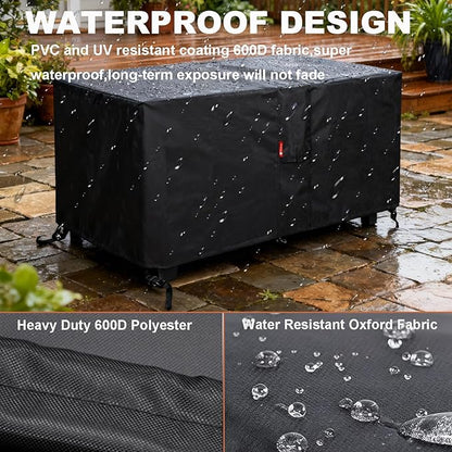 SheeChung Fire Pit Cover Rectangular 50"L x 25"W x 24"H,Waterproof,Heavy Duty 600D Polyester Outdoor Fire Pit Table Covers,Tear Resistant,Patio Deck Box Storage Cover