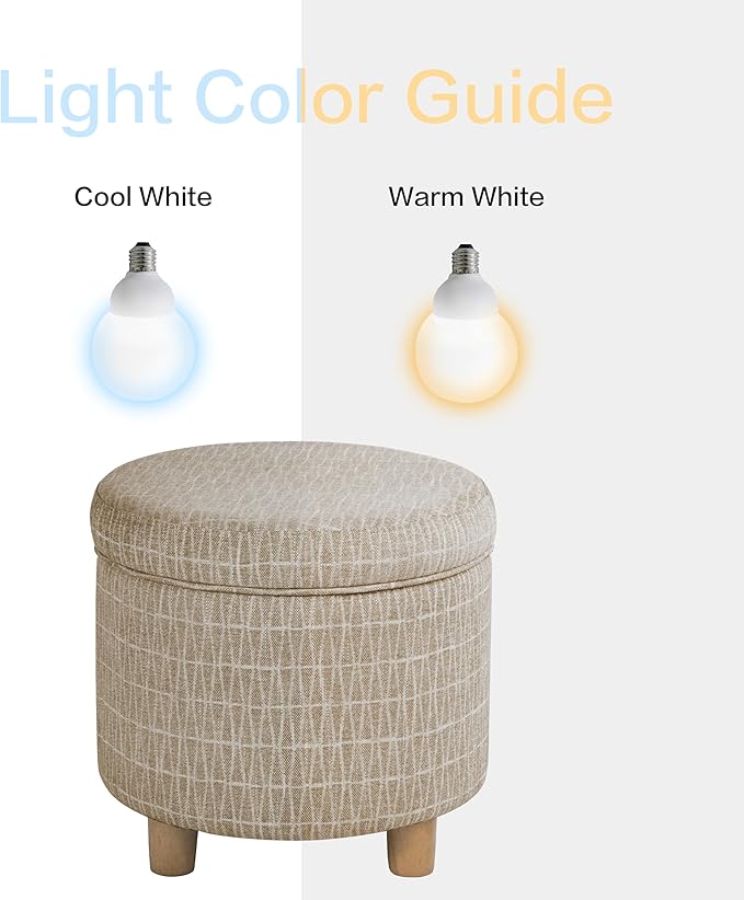 HomePop 19" Round Storage Ottoman - Tan Geometric Pattern