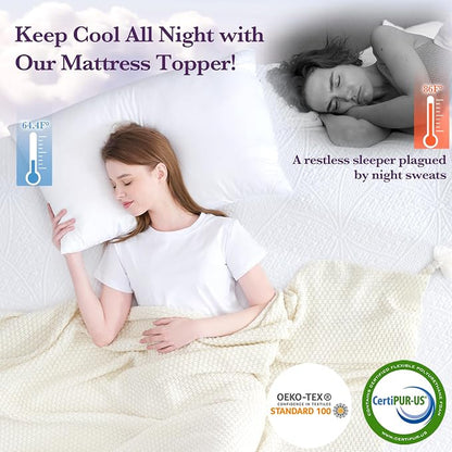 SINWEEK 3 Inch Gel Memory Foam Mattress Topper with Cooling Cover Ventilated Soft Mattress Pad, Bed Topper, CertiPUR-US Certified, Full Size