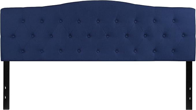 EMMA + OLIVER Tufted Upholstered King Size Headboard in Navy Fabric