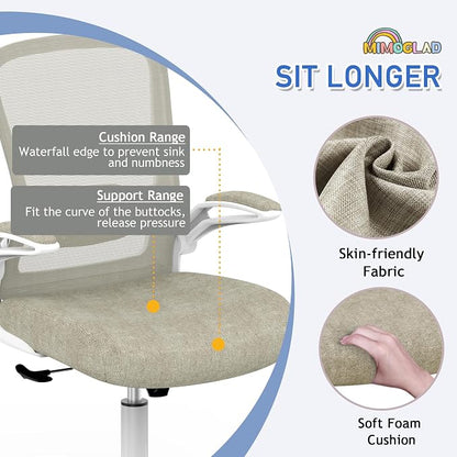Mimoglad Home Office Chair - Ergonomic High Back Desk Chair with Adjustable Lumbar Support and Thickened Seat Cushion - Breathable Mesh Computer Chair
