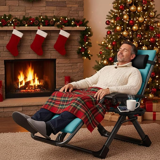 ABORON Zero Gravity Chair,Premium Outdoor Lawn Folding Lounge Chairs,Sturdy Adjustable Reclining Patio Chairs with Removable Cushion,Headrest & Tray